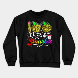 Cute 100th Day Of School 100 Days Smarter Leopard Rainbow Boys Girls Crewneck Sweatshirt